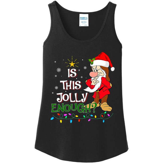 Is This Jolly Enough Grumpy Elf Pajama Christmas Lights Ladies Essential Tank