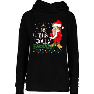 Is This Jolly Enough Grumpy Elf Pajama Christmas Lights Womens Funnel Neck Pullover Hood