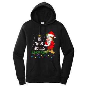 Is This Jolly Enough Grumpy Elf Pajama Christmas Lights Women's Pullover Hoodie