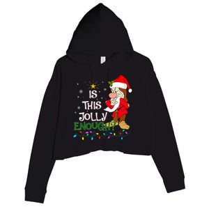 Is This Jolly Enough Grumpy Elf Pajama Christmas Lights Crop Fleece Hoodie