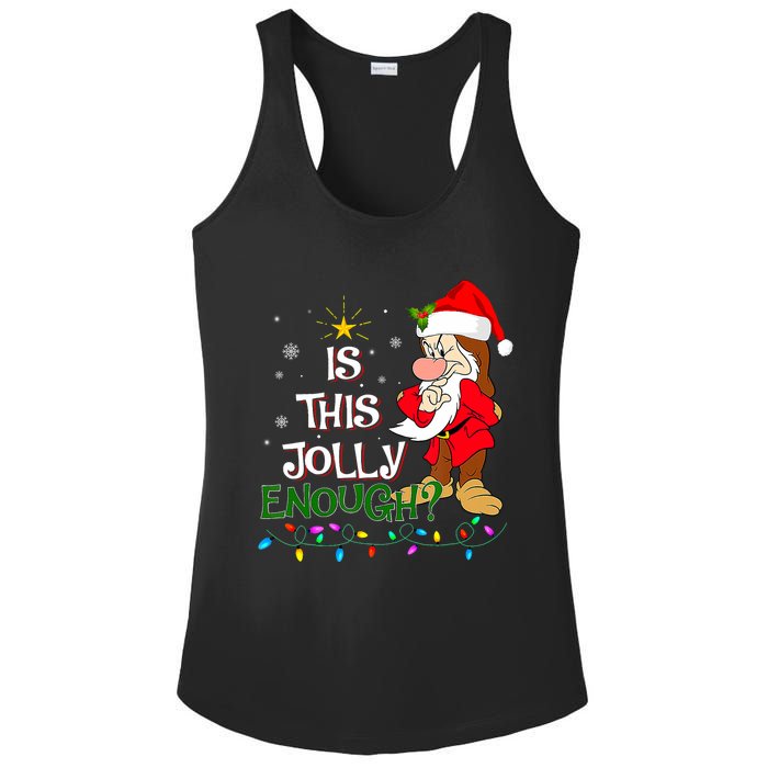 Is This Jolly Enough Grumpy Elf Pajama Christmas Lights Ladies PosiCharge Competitor Racerback Tank