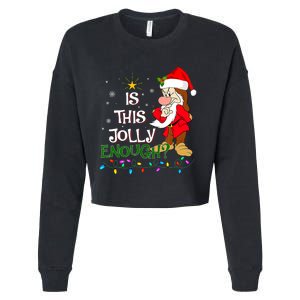 Is This Jolly Enough Grumpy Elf Pajama Christmas Lights Cropped Pullover Crew