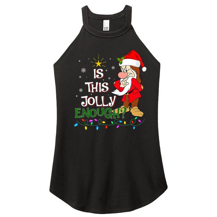 Is This Jolly Enough Grumpy Elf Pajama Christmas Lights Women's Perfect Tri Rocker Tank