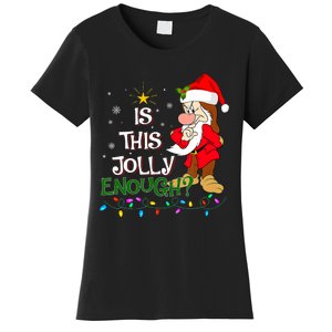 Is This Jolly Enough Grumpy Elf Pajama Christmas Lights Women's T-Shirt