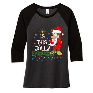 Is This Jolly Enough Grumpy Elf Pajama Christmas Lights Women's Tri-Blend 3/4-Sleeve Raglan Shirt