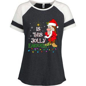 Is This Jolly Enough Grumpy Elf Pajama Christmas Lights Enza Ladies Jersey Colorblock Tee