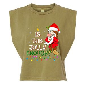 Is This Jolly Enough Grumpy Elf Pajama Christmas Lights Garment-Dyed Women's Muscle Tee