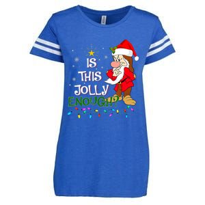 Is This Jolly Enough Grumpy Elf Pajama Christmas Lights Enza Ladies Jersey Football T-Shirt