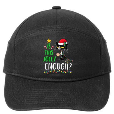 Is This Jolly Enough Black Cat Merry Christmas Tree Lights 7-Panel Snapback Hat