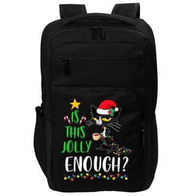 Is This Jolly Enough Black Cat Merry Christmas Tree Lights Impact Tech Backpack