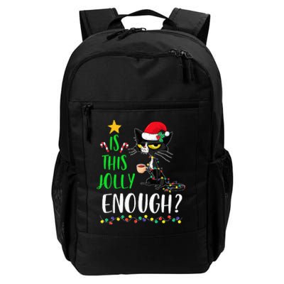 Is This Jolly Enough Black Cat Merry Christmas Tree Lights Daily Commute Backpack