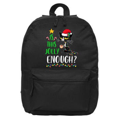 Is This Jolly Enough Black Cat Merry Christmas Tree Lights 16 in Basic Backpack