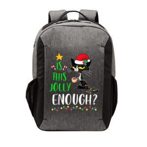 Is This Jolly Enough Black Cat Merry Christmas Tree Lights Vector Backpack