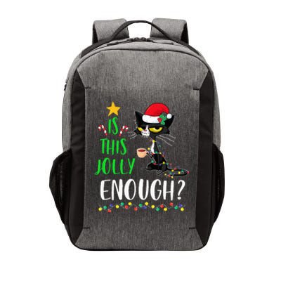 Is This Jolly Enough Black Cat Merry Christmas Tree Lights Vector Backpack