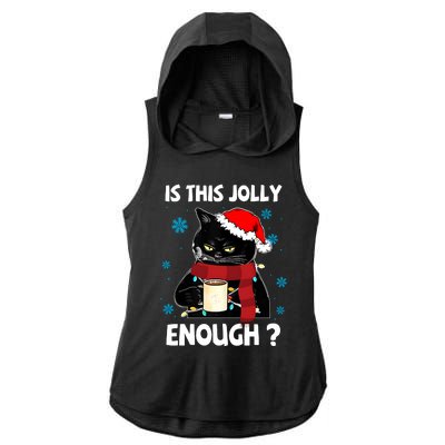 Is This Jolly Enough Cat Merry Christmas Tree Lights Ladies PosiCharge Tri-Blend Wicking Draft Hoodie Tank