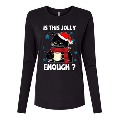 Is This Jolly Enough Cat Merry Christmas Tree Lights Womens Cotton Relaxed Long Sleeve T-Shirt