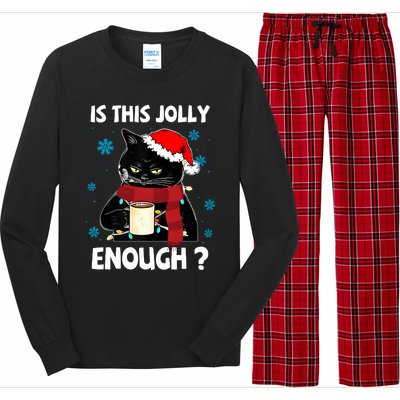 Is This Jolly Enough Cat Merry Christmas Tree Lights Long Sleeve Pajama Set