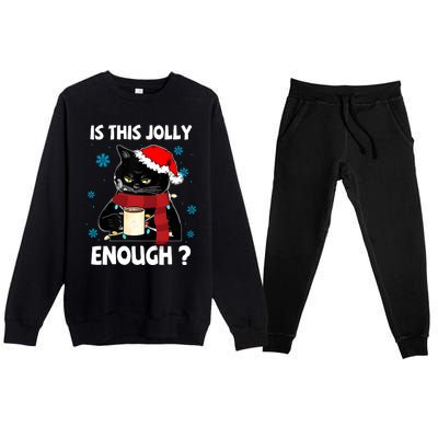 Is This Jolly Enough Cat Merry Christmas Tree Lights Premium Crewneck Sweatsuit Set