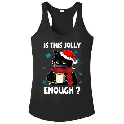 Is This Jolly Enough Cat Merry Christmas Tree Lights Ladies PosiCharge Competitor Racerback Tank