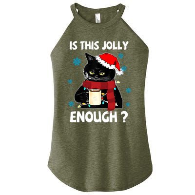 Is This Jolly Enough Cat Merry Christmas Tree Lights Women's Perfect Tri Rocker Tank