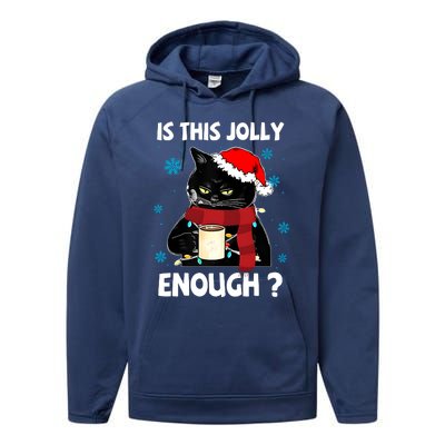 Is This Jolly Enough Cat Merry Christmas Tree Lights Performance Fleece Hoodie