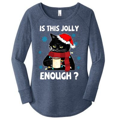 Is This Jolly Enough Cat Merry Christmas Tree Lights Women's Perfect Tri Tunic Long Sleeve Shirt