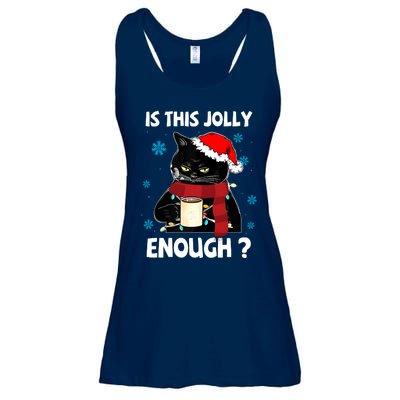 Is This Jolly Enough Cat Merry Christmas Tree Lights Ladies Essential Flowy Tank