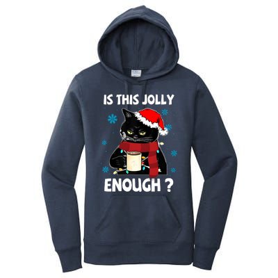 Is This Jolly Enough Cat Merry Christmas Tree Lights Women's Pullover Hoodie