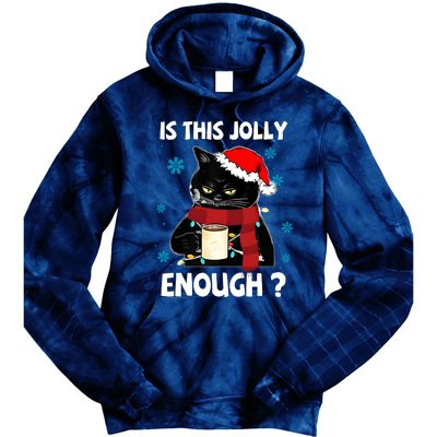 Is This Jolly Enough Cat Merry Christmas Tree Lights Tie Dye Hoodie