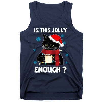 Is This Jolly Enough Cat Merry Christmas Tree Lights Tank Top