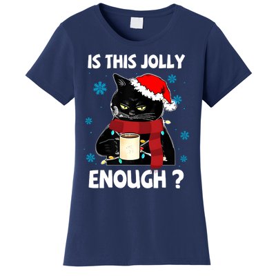 Is This Jolly Enough Cat Merry Christmas Tree Lights Women's T-Shirt