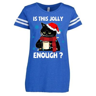 Is This Jolly Enough Cat Merry Christmas Tree Lights Enza Ladies Jersey Football T-Shirt