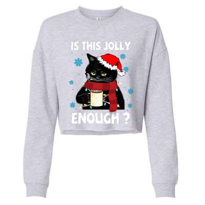 Is This Jolly Enough Cat Merry Christmas Tree Lights Cropped Pullover Crew