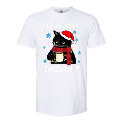 Is This Jolly Enough Cat Merry Christmas Tree Lights Softstyle® CVC T-Shirt