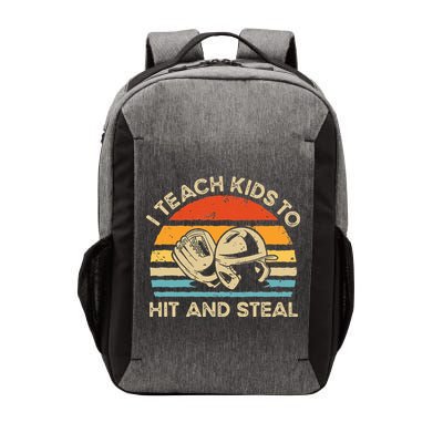 I Teach Kids To Hit And Steal Funny Retro Vintage Baseball Vector Backpack