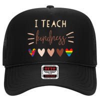 I Teach Kindness Love Autism African LGBT Pride Teacher High Crown Mesh Back Trucker Hat