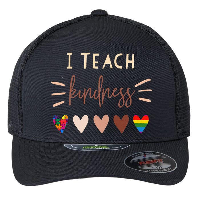 I Teach Kindness Love Autism African LGBT Pride Teacher Flexfit Unipanel Trucker Cap