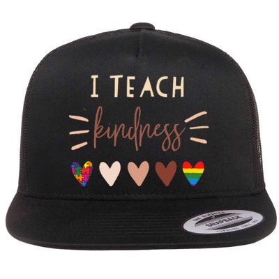 I Teach Kindness Love Autism African LGBT Pride Teacher Flat Bill Trucker Hat