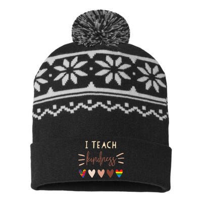 I Teach Kindness Love Autism African LGBT Pride Teacher USA-Made Snowflake Beanie