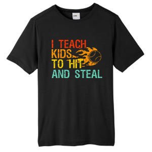 I Teach Kids To Hit And Steal Quote Funny Baseball Coach Tall Fusion ChromaSoft Performance T-Shirt