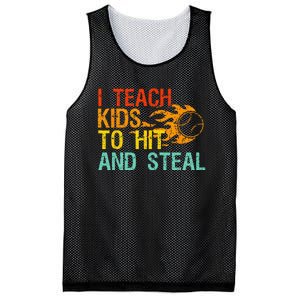 I Teach Kids To Hit And Steal Quote Funny Baseball Coach Mesh Reversible Basketball Jersey Tank