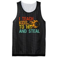 I Teach Kids To Hit And Steal Quote Funny Baseball Coach Mesh Reversible Basketball Jersey Tank