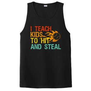 I Teach Kids To Hit And Steal Quote Funny Baseball Coach PosiCharge Competitor Tank