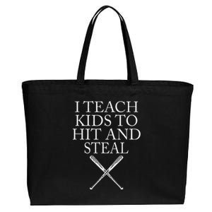 I Teach Kids To Hit And Steal Baseball Coach Cotton Canvas Jumbo Tote