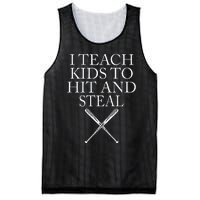 I Teach Kids To Hit And Steal Baseball Coach Mesh Reversible Basketball Jersey Tank