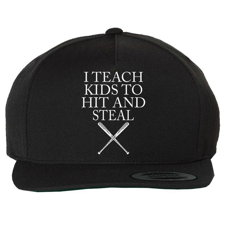I Teach Kids To Hit And Steal Baseball Coach Wool Snapback Cap