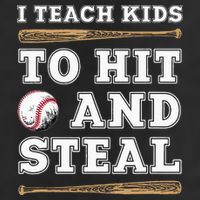 I Teach Kids To Hit And Steal Funny Baseball Coach 7 Panel Mesh Trucker Snapback Hat