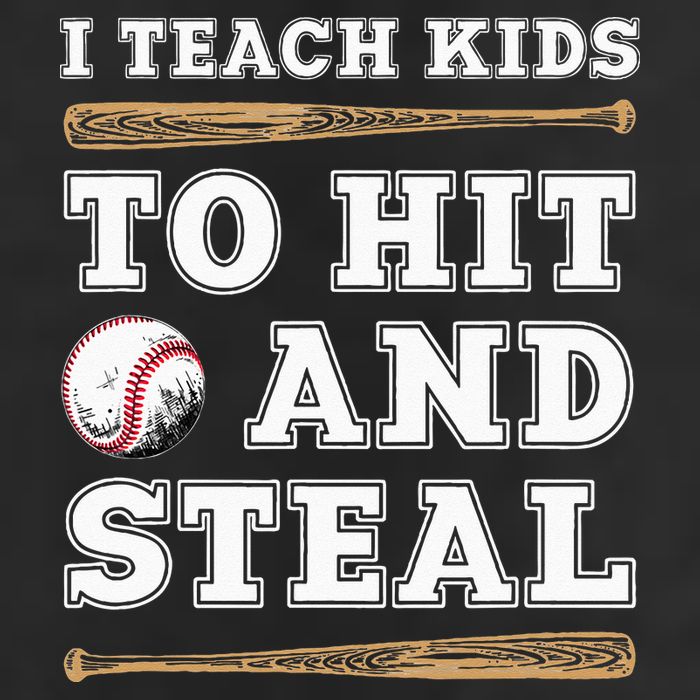 I Teach Kids To Hit And Steal Funny Baseball Coach 7 Panel Mesh Trucker Snapback Hat