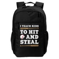 I Teach Kids To Hit And Steal Funny Baseball Coach Backpack