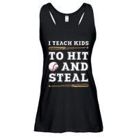 I Teach Kids To Hit And Steal Funny Baseball Coach Ladies Essential Flowy Tank